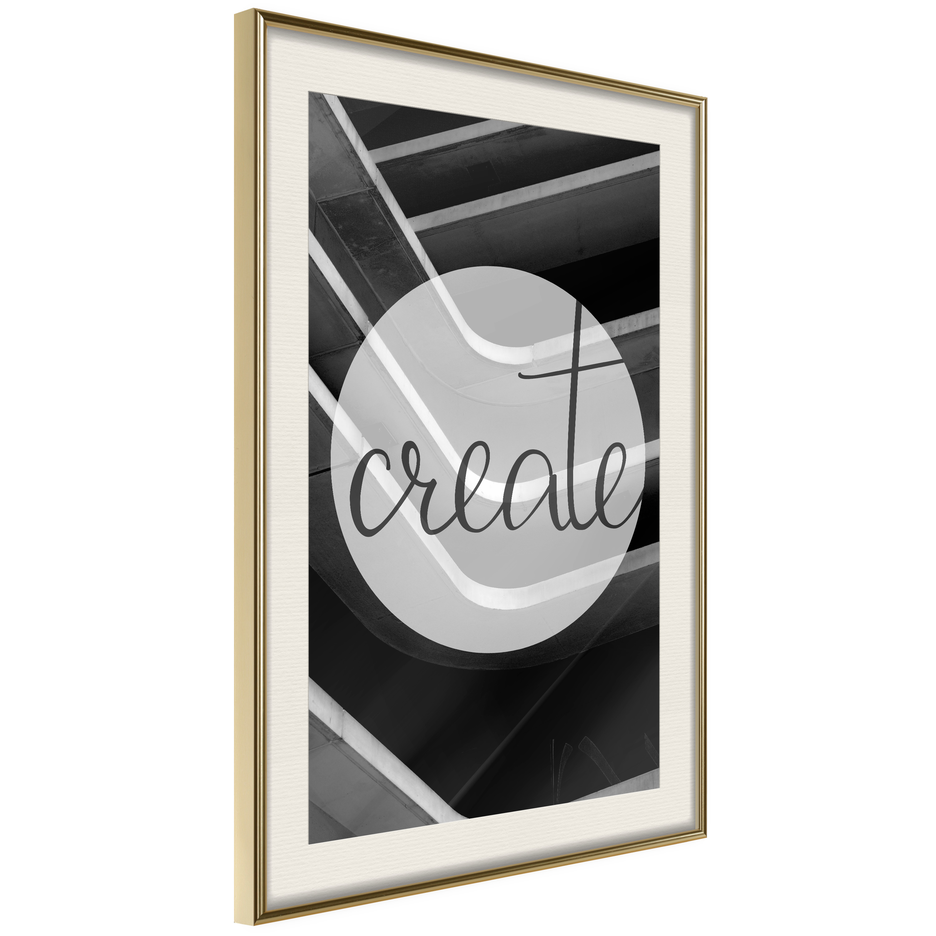 Affisch - Create [Poster] 30x45 Guld ram med passepartout, 30x45 cm