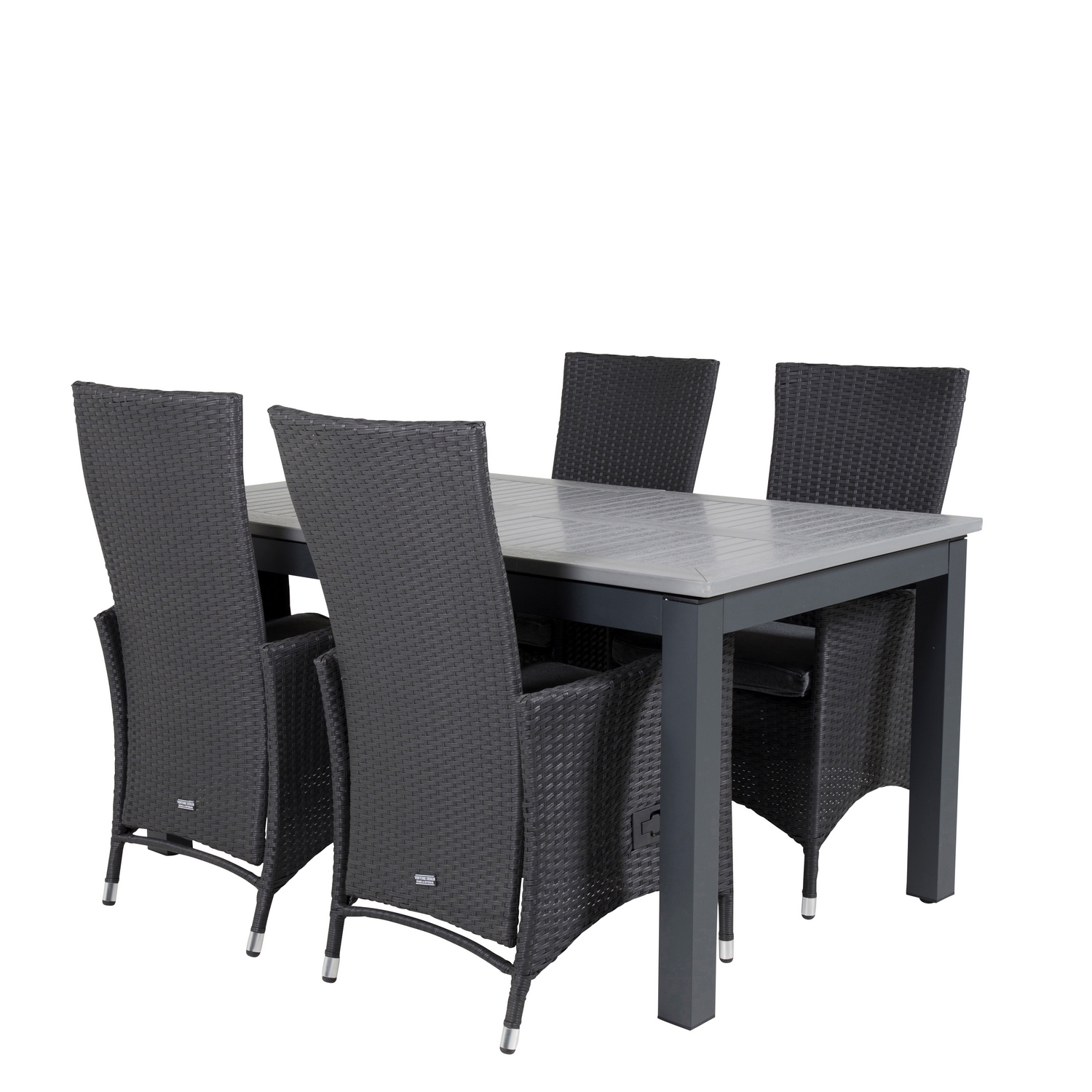 Albany Dining Table 160/240*100 - Svart Alu / Grey Aintwood+ Svart/Grå
