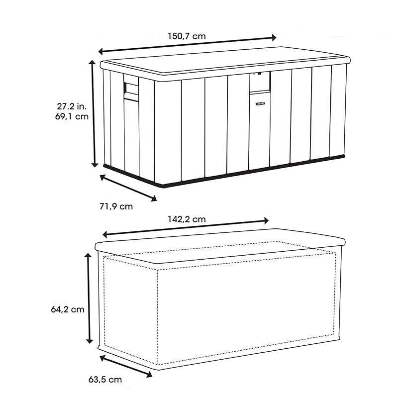 Förvaringsbox gop Lifetime Deckbox Harmony Mörkgrå 570 L