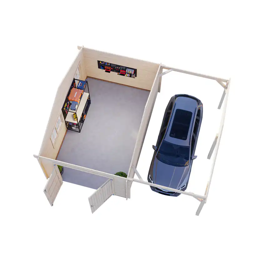 Roger 19,0+16,2 m2 with wooden gate WTDIP Impregnerad transparent