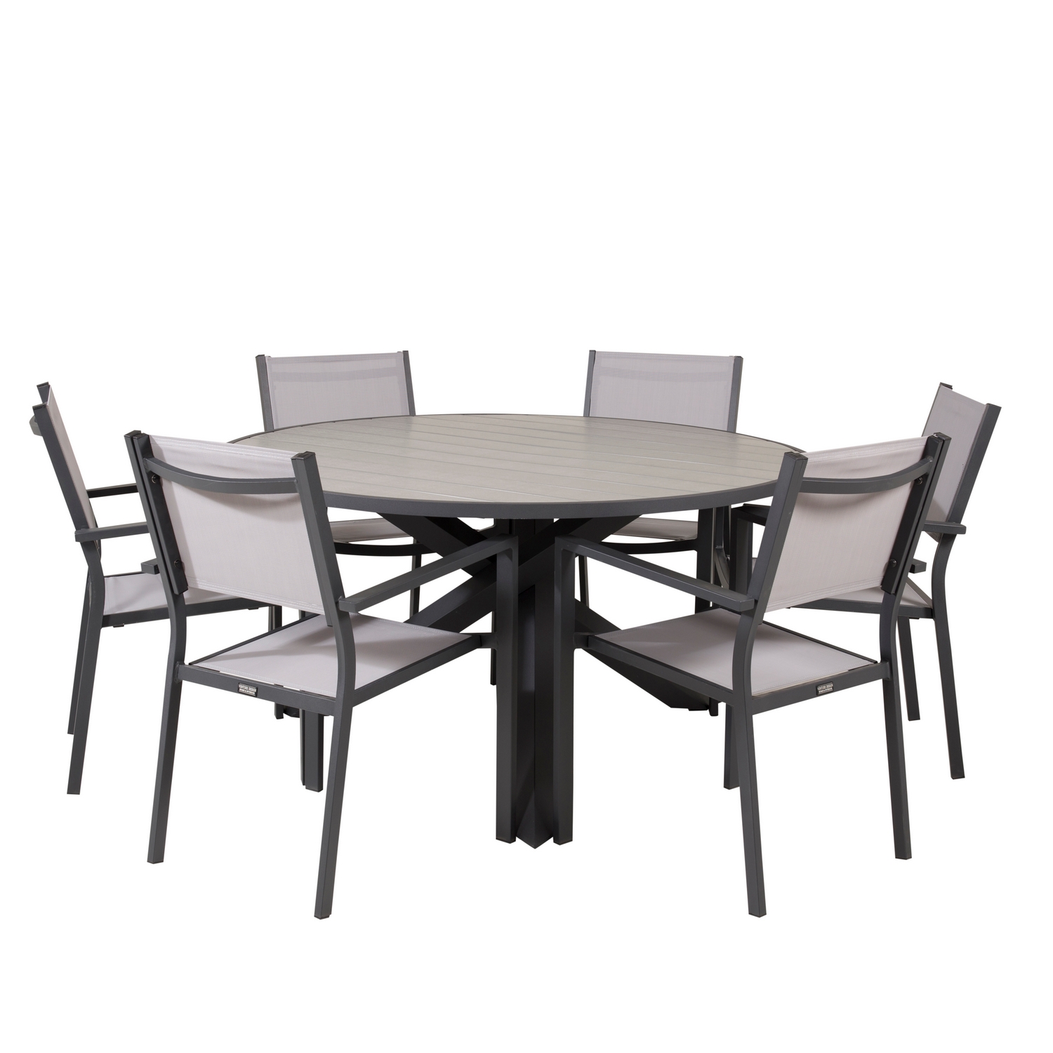Parma - Table ø 140 - Svart Alu /Grey Aintwood+Copacabana Ar Grå