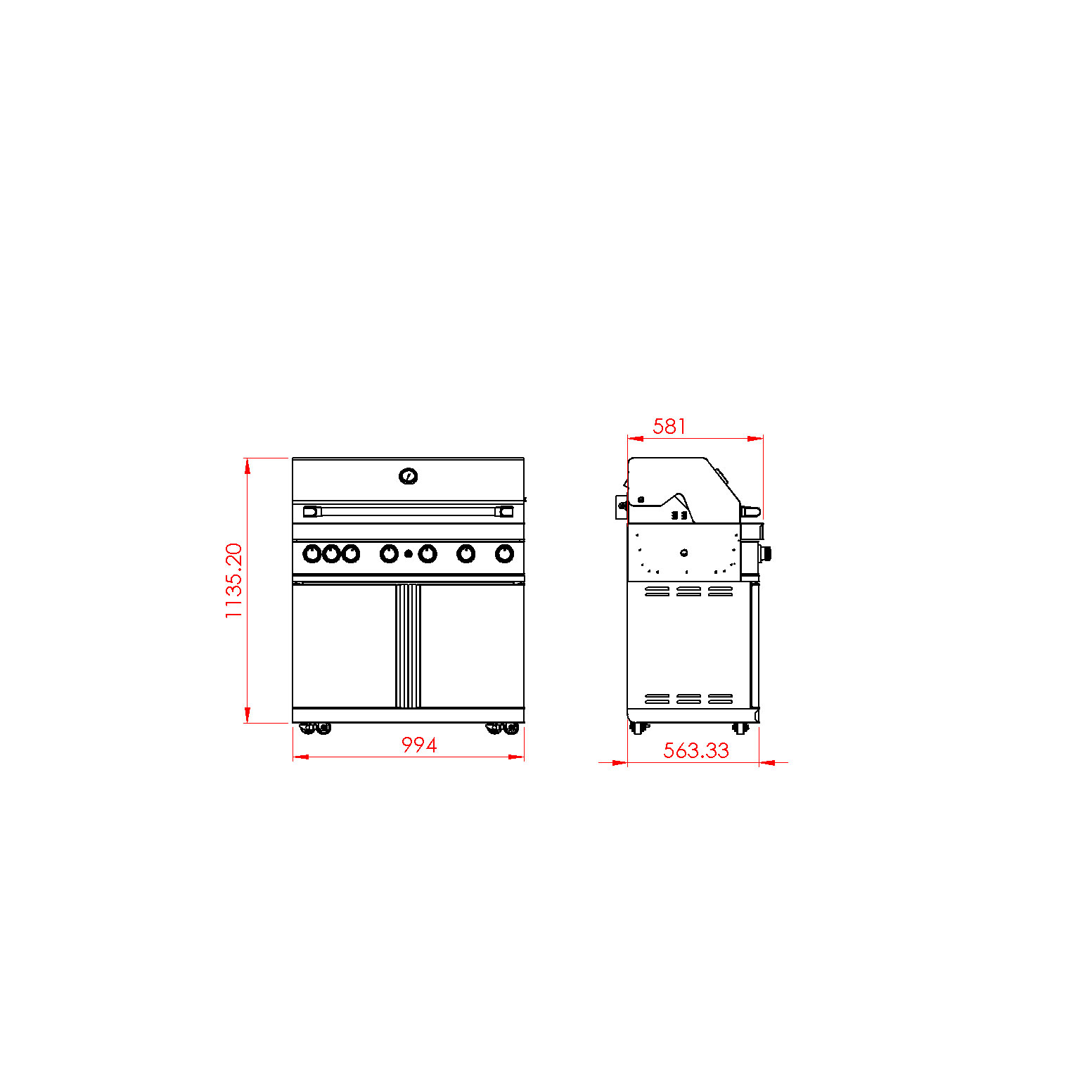 Fristående Gasolgrill Myoutdoorkitchen Classic Line Stainless 304SS med 6 Brännare