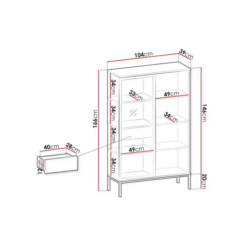 Vitrinskåp Scandinavian Choice Klinkerville Glasdörr med Belysning