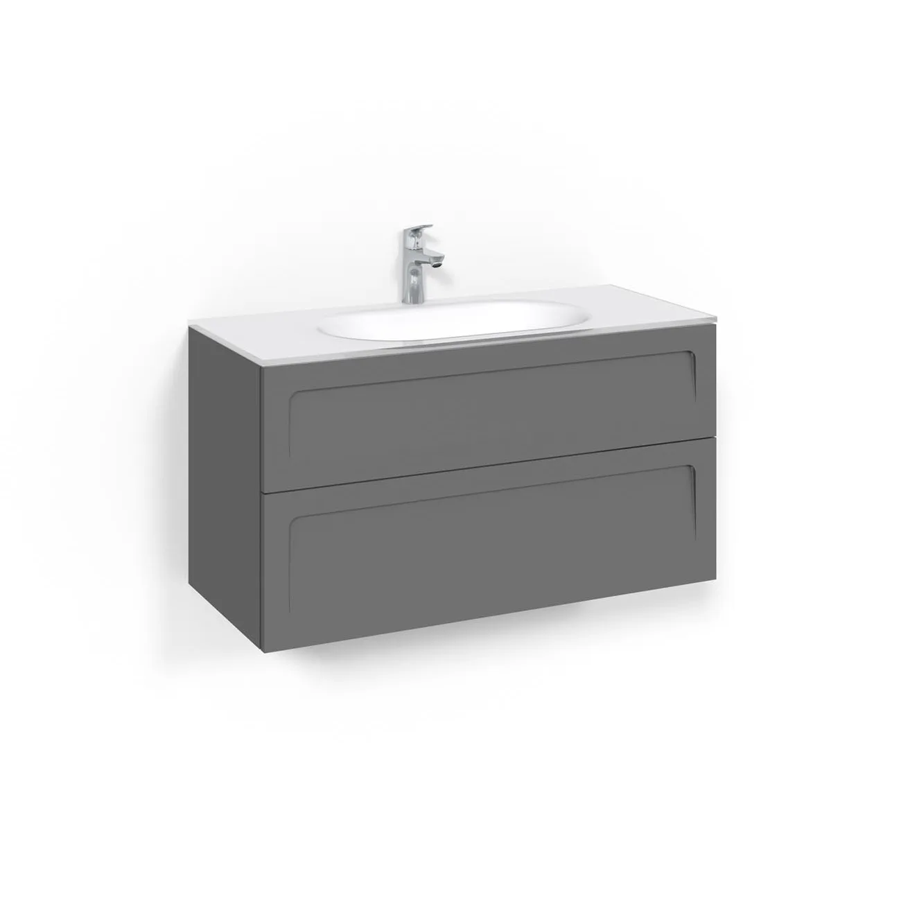 Crown Kom 100x45 Ant Sh G Bredd 1000 mm, Antracitgrå, Glastvättställ Vit
