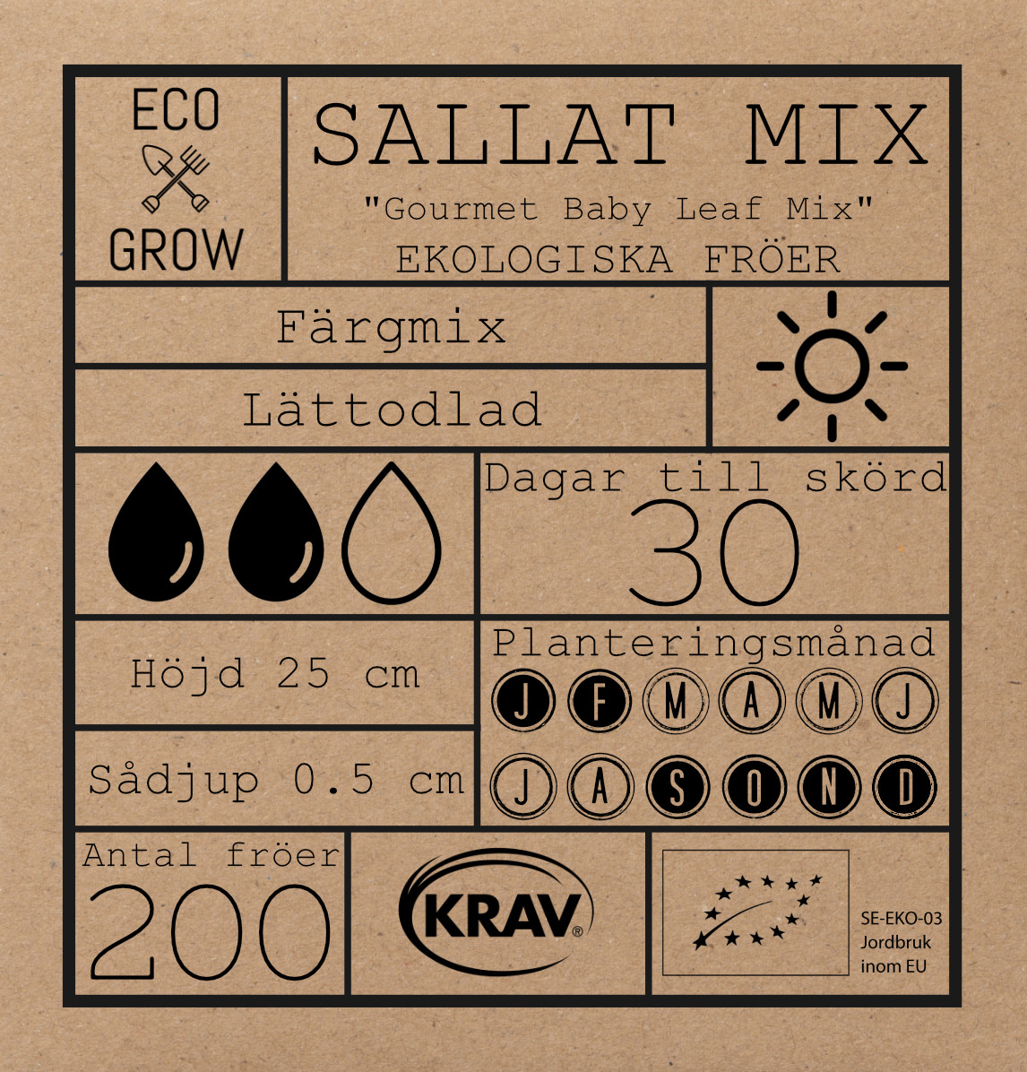 Fröpåse Eco Grow Sallat Mix Gourmet Baby Leaf Mix