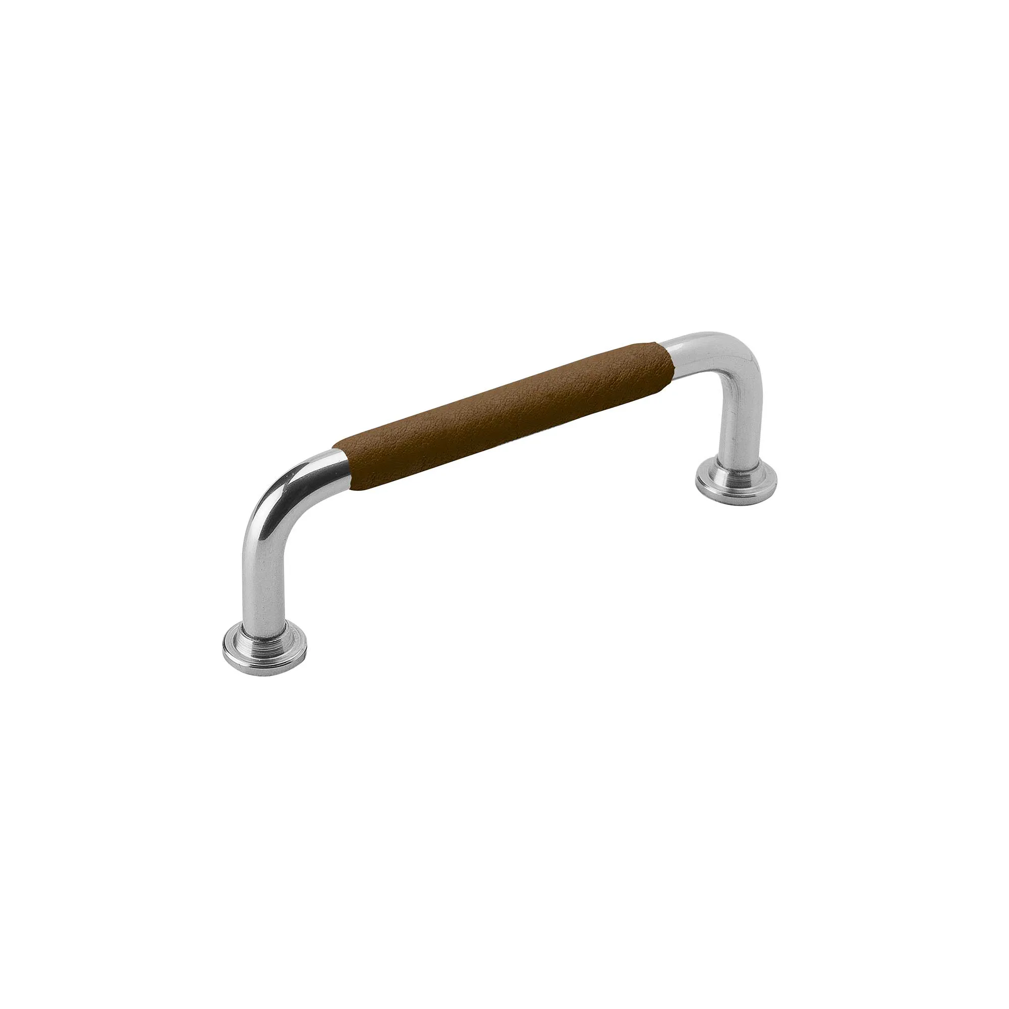 Handtag 1353-96 förnicklad/lädersvept brun Förnicklad, L: 110 mm
