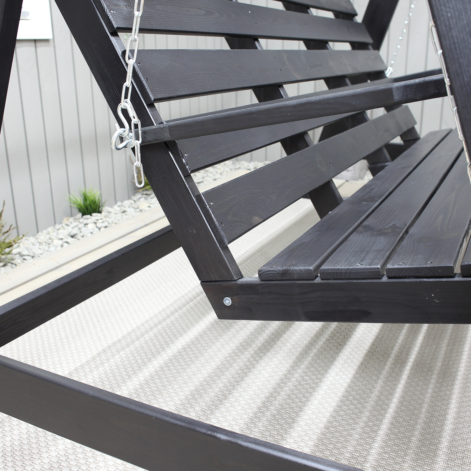 PELLE garden swing without roof, Svarte frame Grå