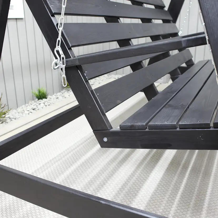 PELLE garden swing without roof, Svarte frame Grå