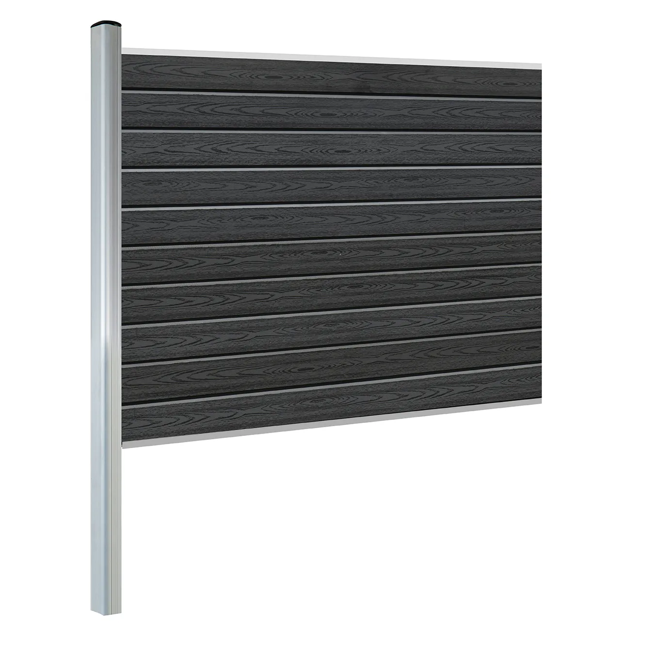 Komplementsset Kirkedal K100 med 1 Aluminium Stolpe, Topp/bottenskena och Staketprofiler