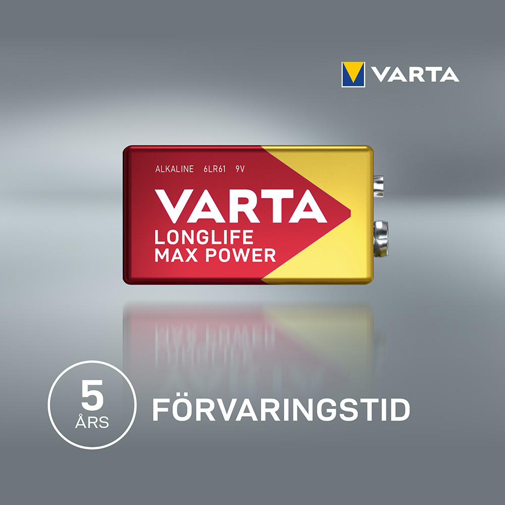 Batteri VARTA Alkaliska Longlife Max Power 9V 1-Pack