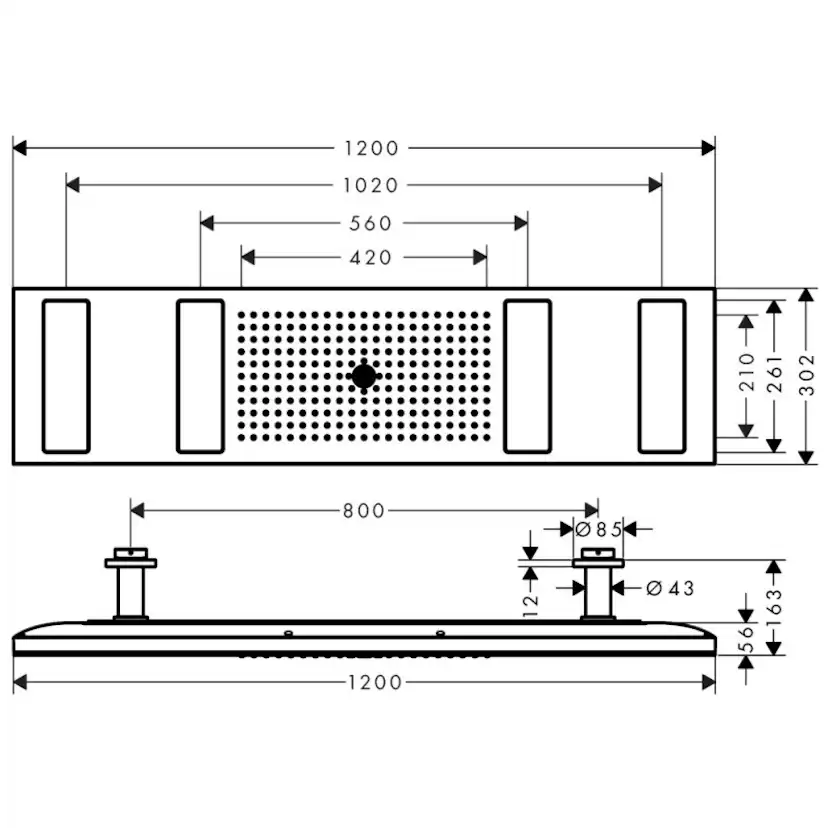 Takdusch Axor ShowerSolutions ShowerHeaven 1200/30 Utan Belysning