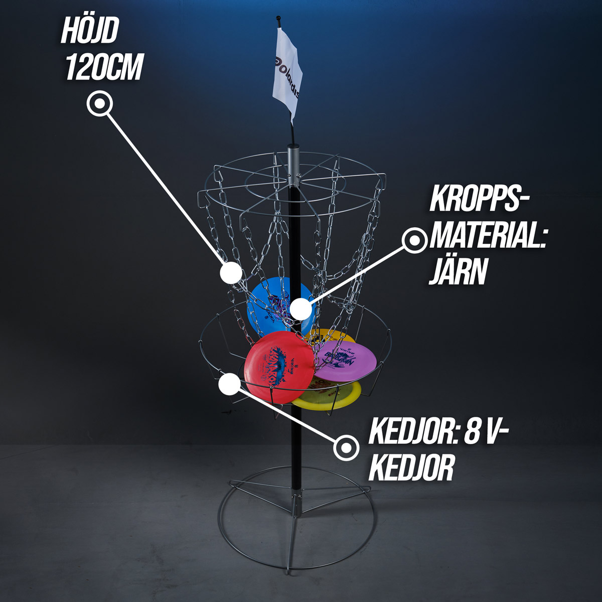 Frisbeegolfkorg Polardisc Starterset med 3st Diskar