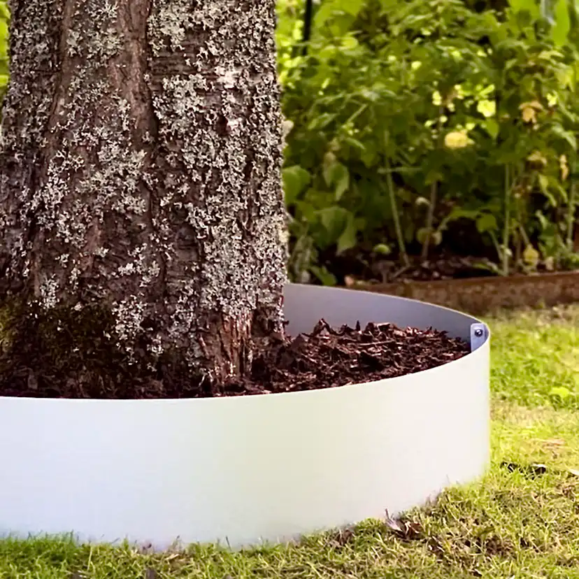 Rabattkant Skotte Garden Trädring Corten Hög 16cm ⌀65 cm Gräskant Silver Zinkplåt