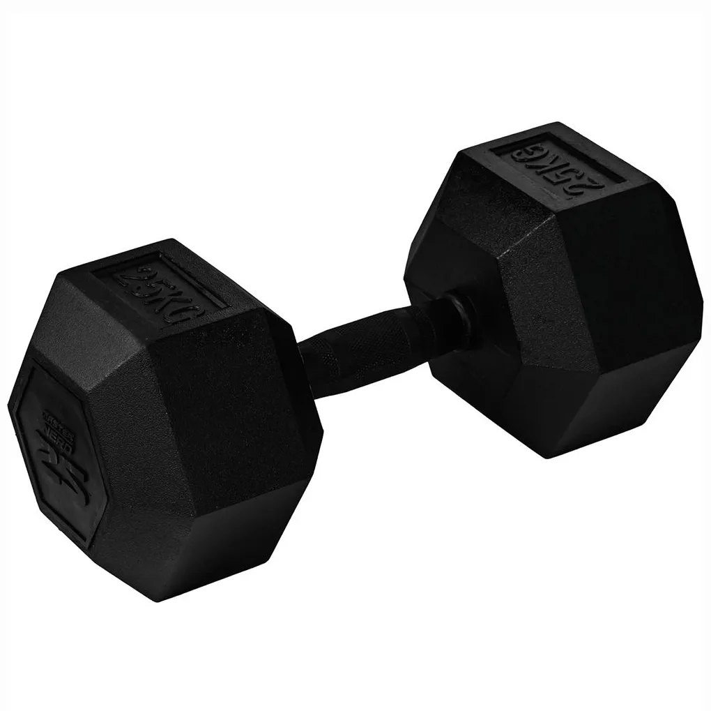 FULLY COVERED RUBBER HEX.DUMBBELL 25kg 25 kg