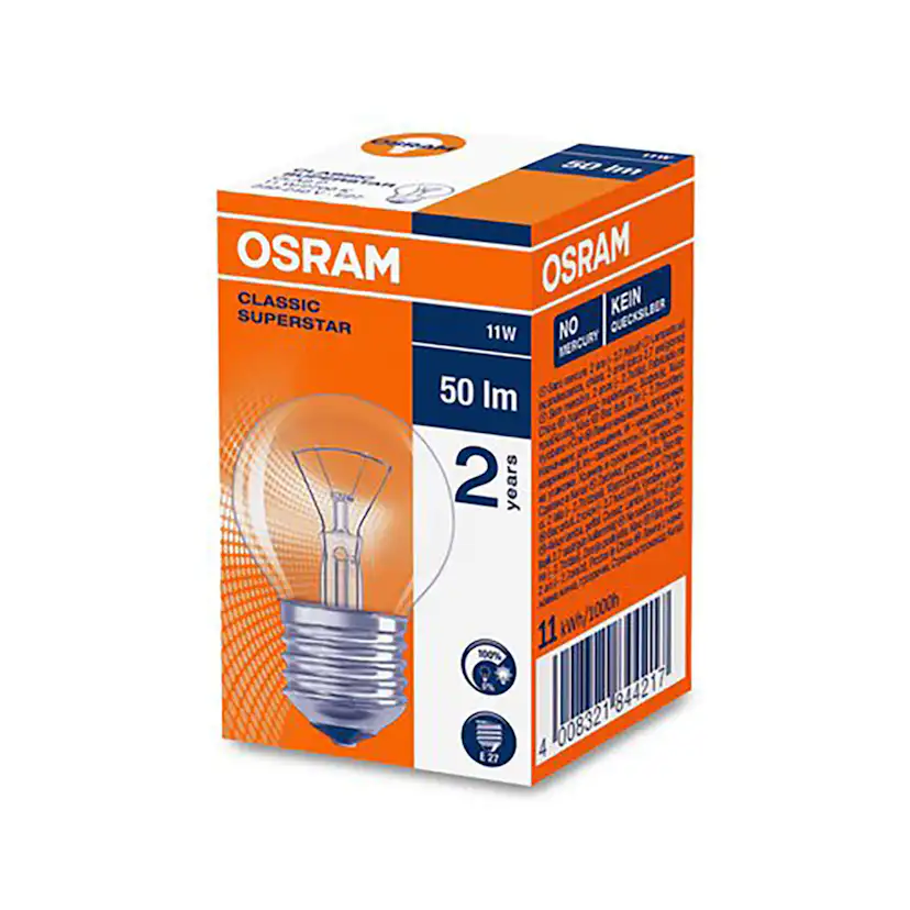 Glödlampa Osram Klot 11W E27 Klar Cl P (59lm)