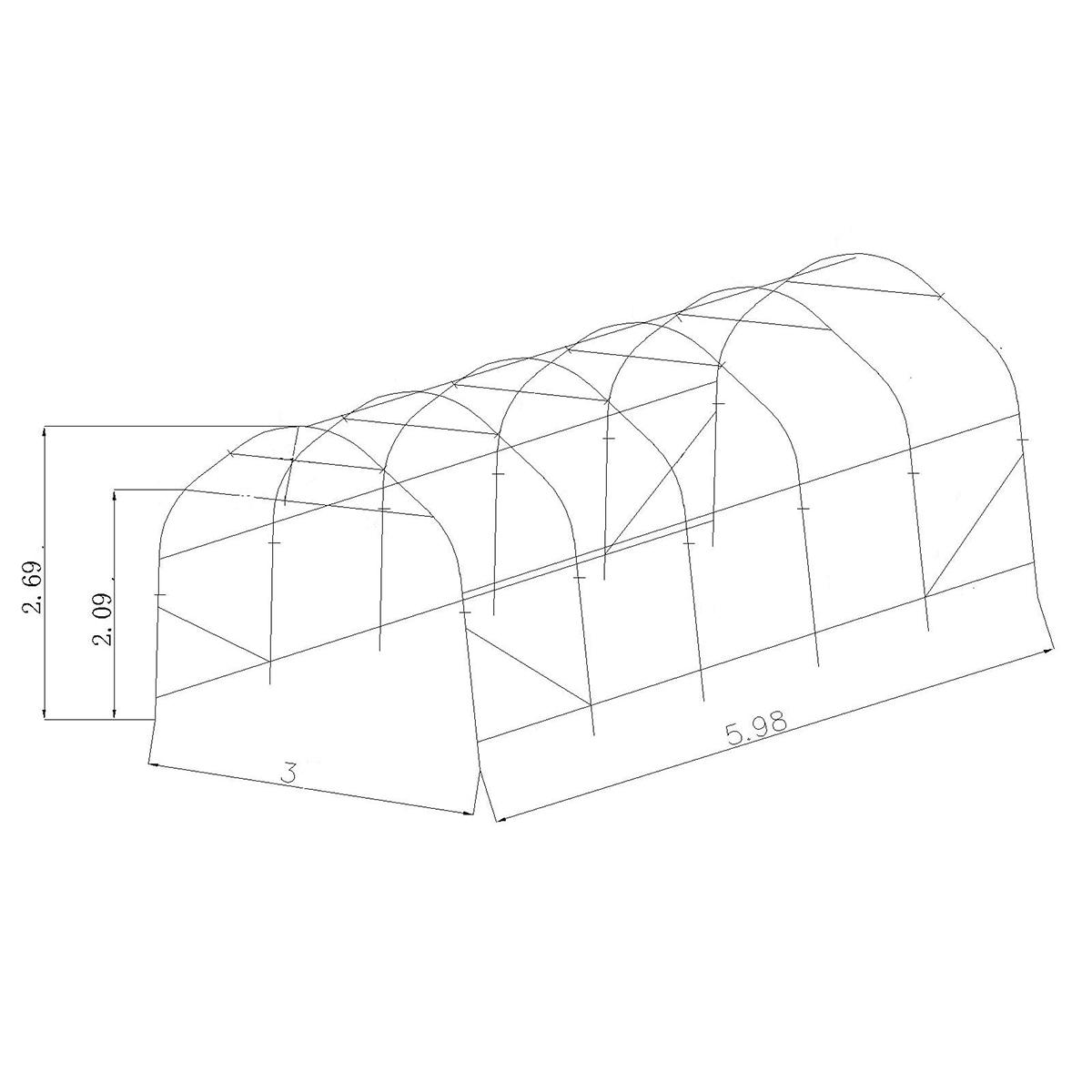 Garagetält Timco G500 3 x 6 m Grå