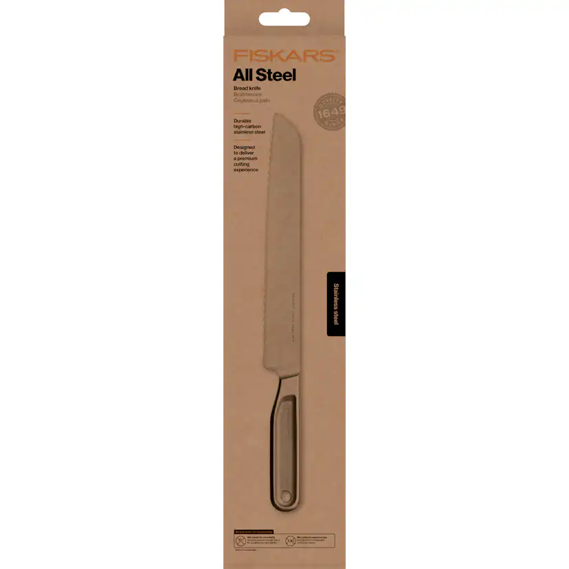 Brödkniv 22 cm Fiskars All Steel – Tandad Kniv i Rostfritt Stål
