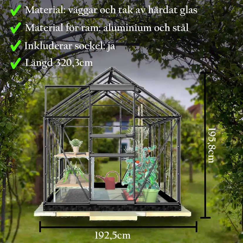 Växthus Glas Lykke Svart