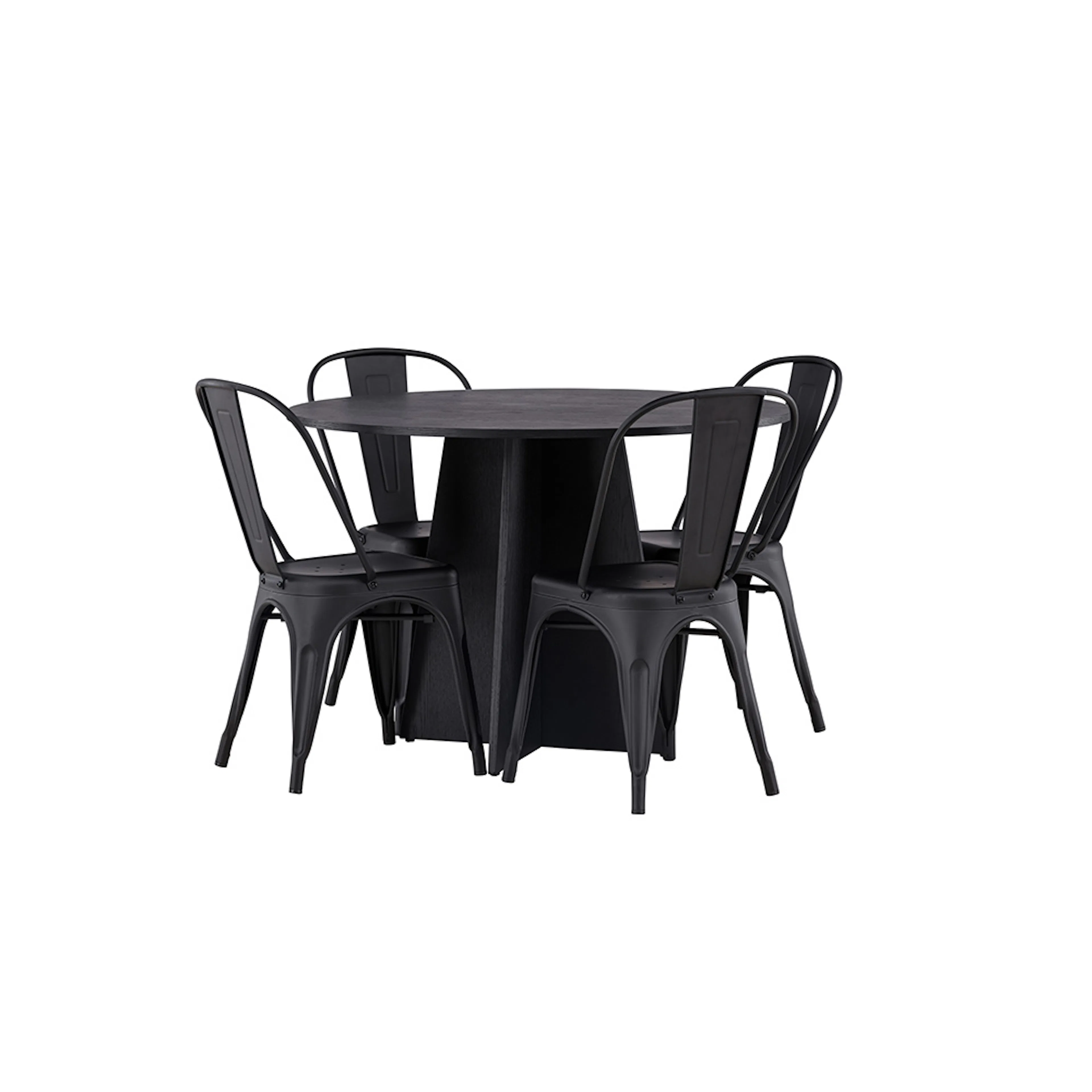 Bootcut Round Dining Table - Black / Black Fanéer +Tempe Din Svart