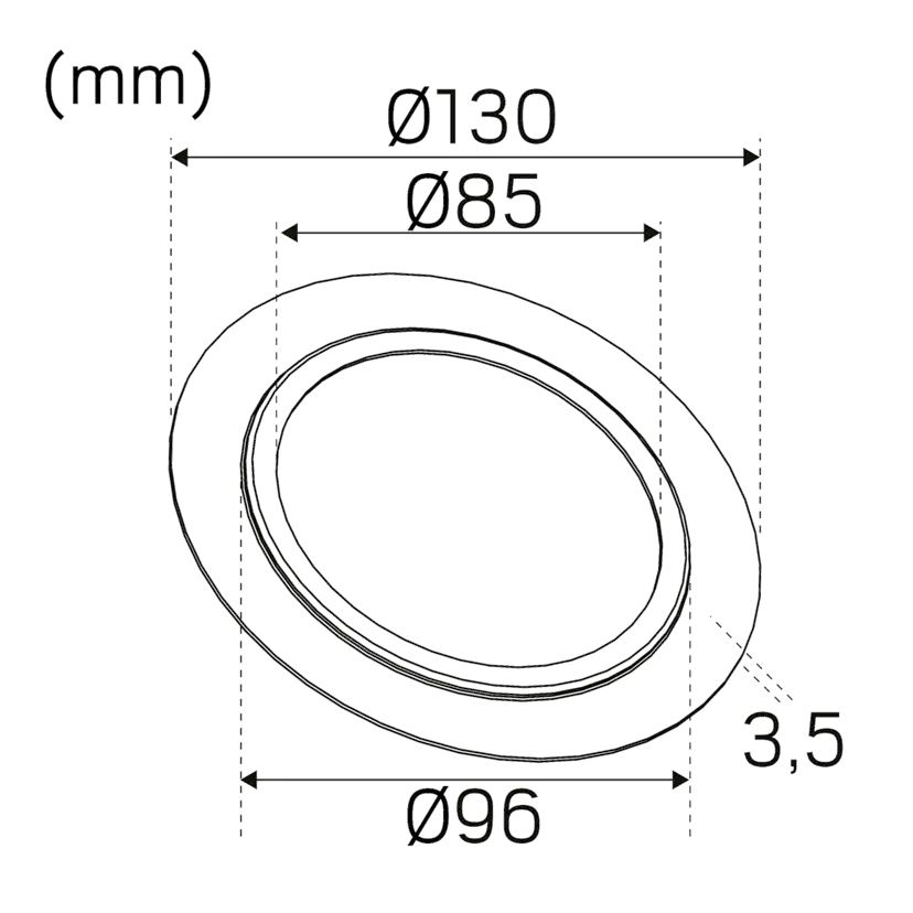 Täckring Hide-a-lite 130 Ø85 Svart