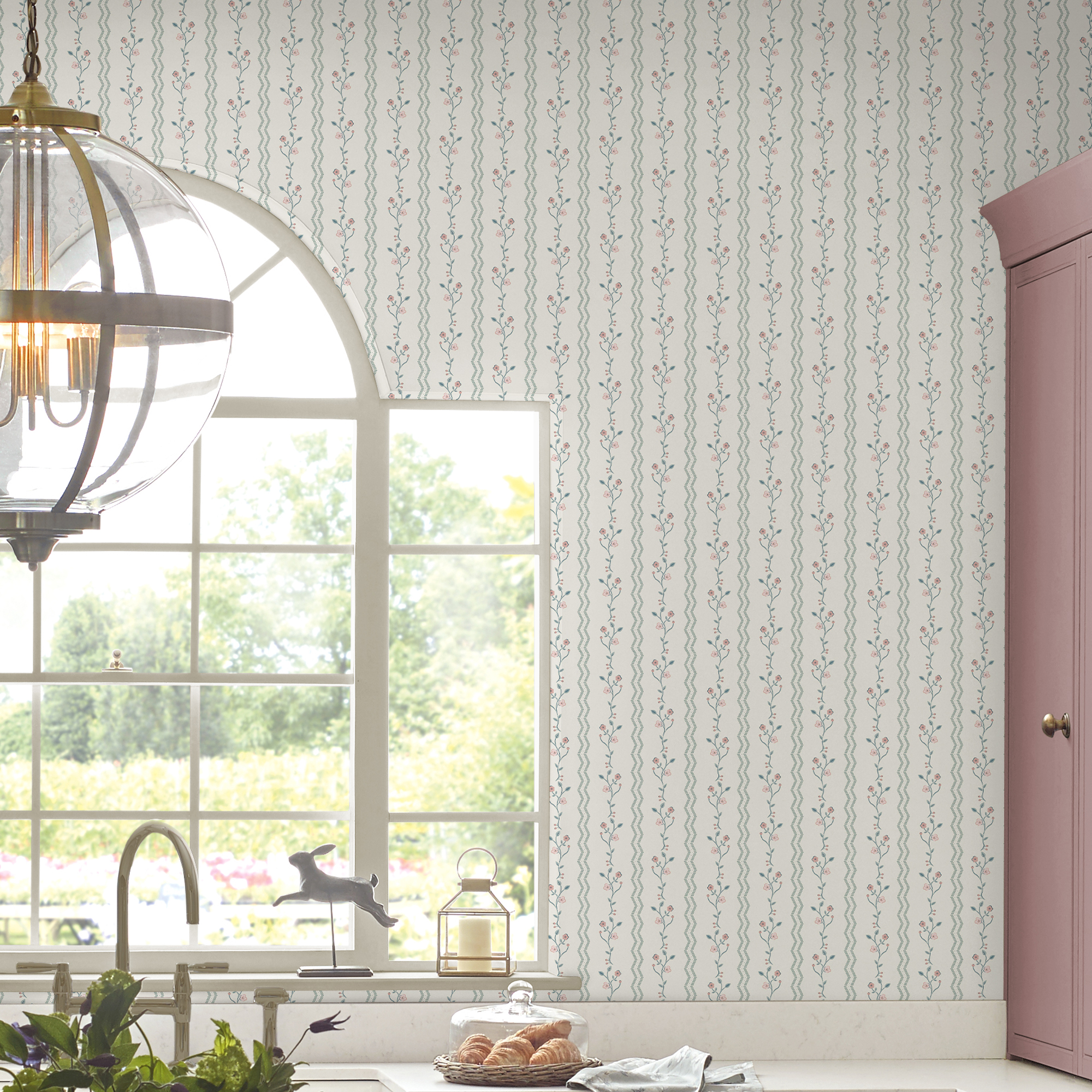 Tapet Laura Ashley Blencow Stripe Dark Duck Egg Blå 122748