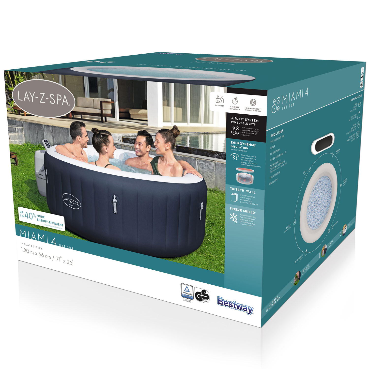 Uppblåsbart Spabad Bestway Lay-Z-Spa® Miami EnergySense AirJet 4