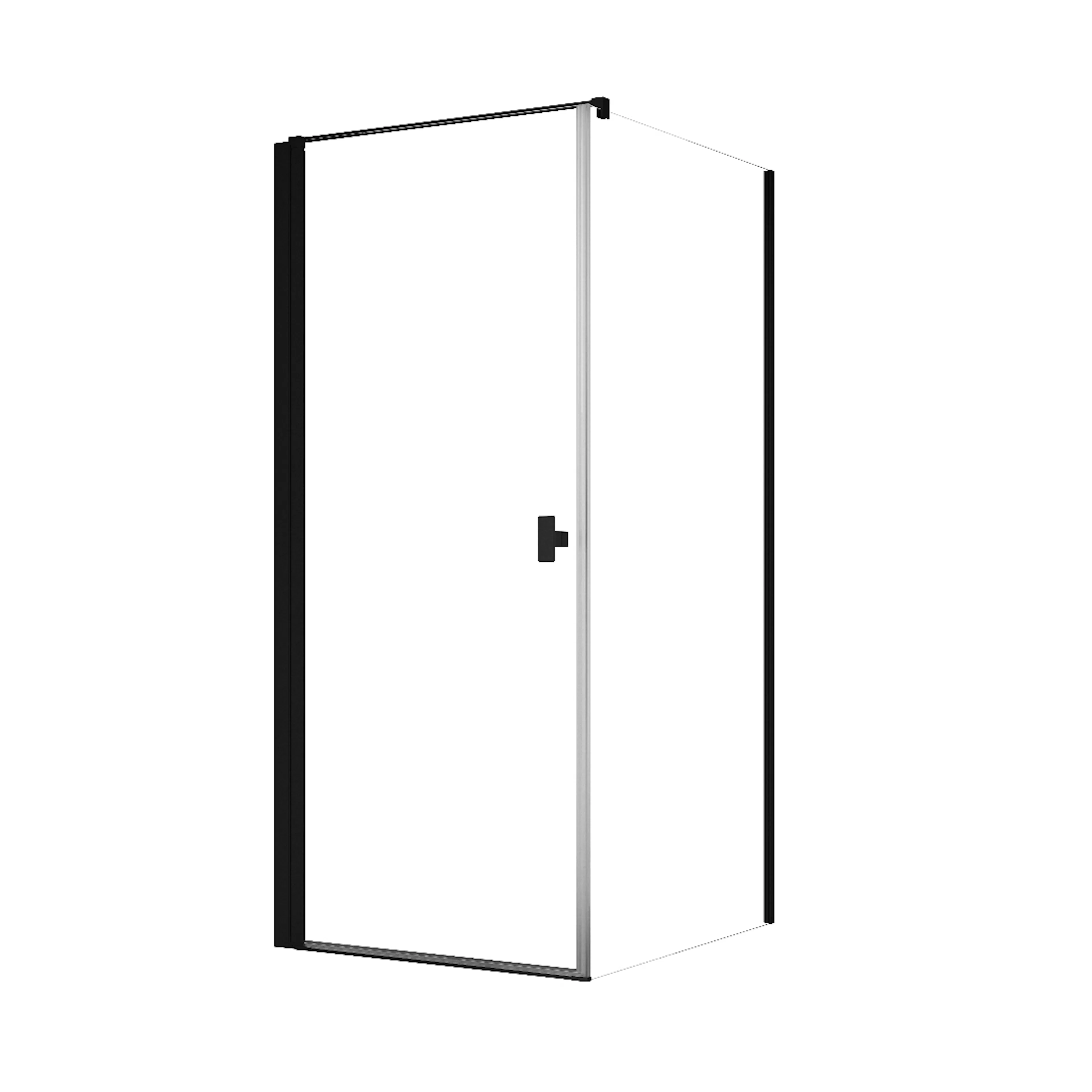 Noma 135 fastvägg med dörr, STD 800mm 780x780 mm, Profil: Mattsvart, Vänster