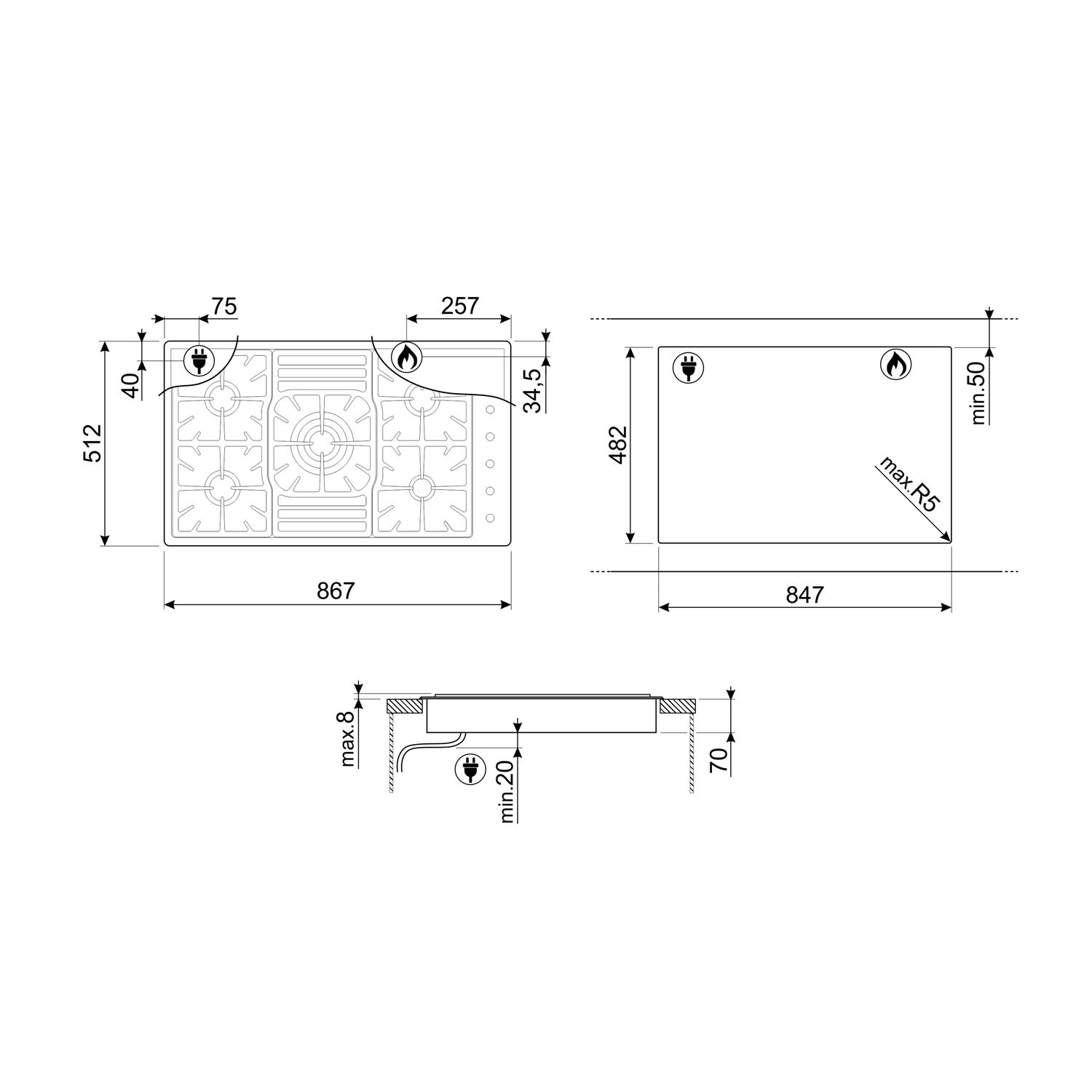 Gashäll Smeg Classic PGF95-4