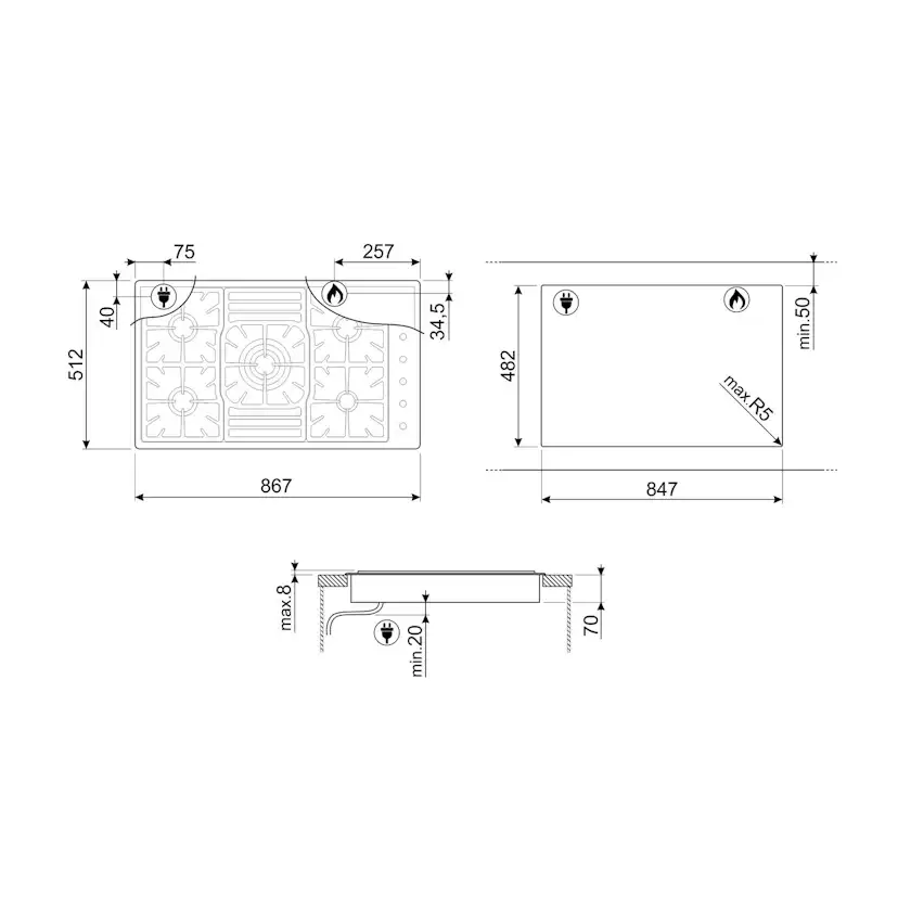 Gashäll Smeg Classic PGF95-4