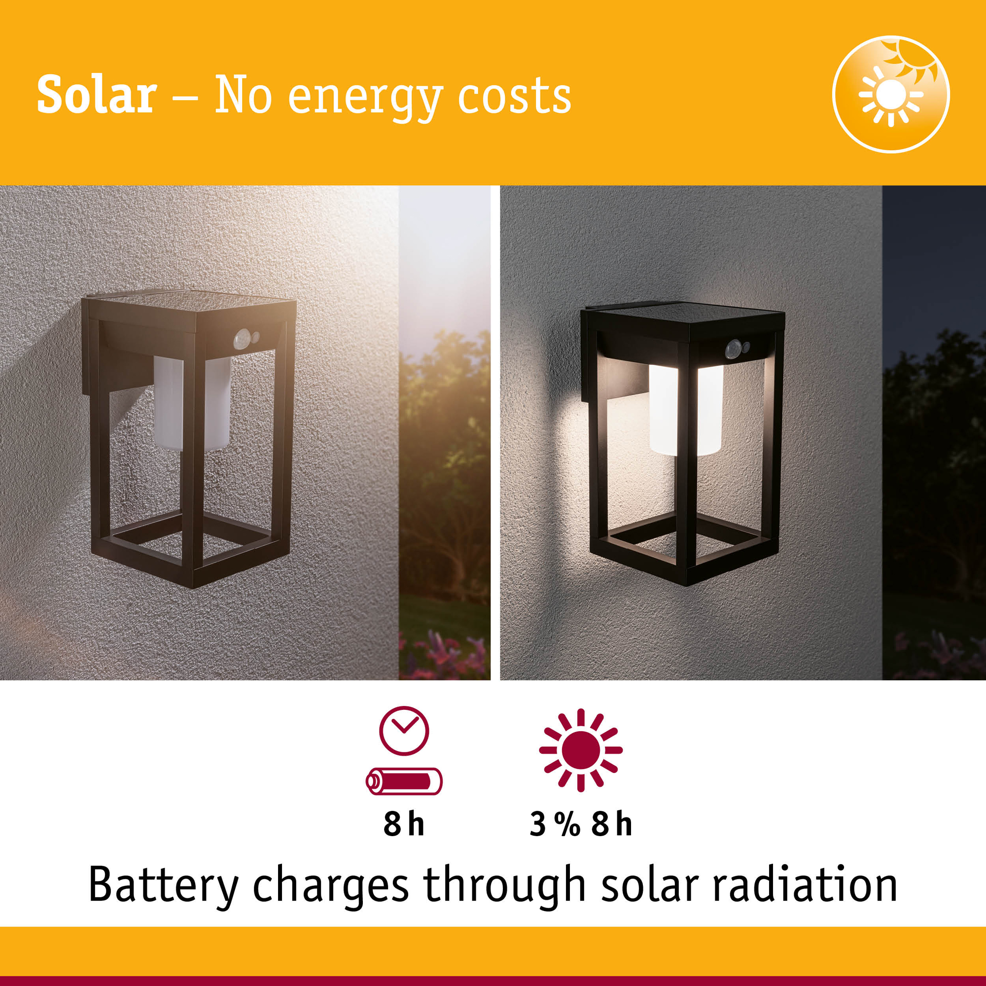 Solcellsbelysning LED Paulmann Marisol med Rörelsesensor IP44