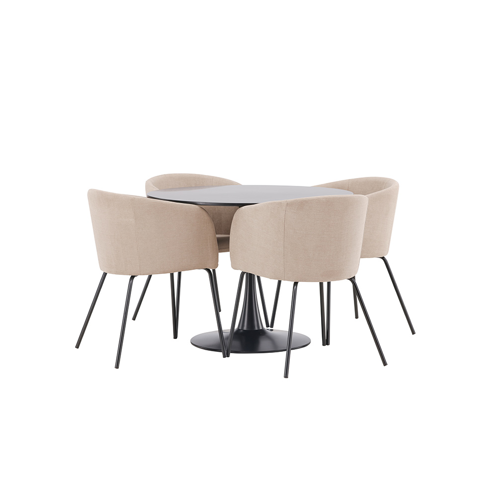 Matgrupp Venture Home Glade Ø 100 cm med 4 Berit Stolar