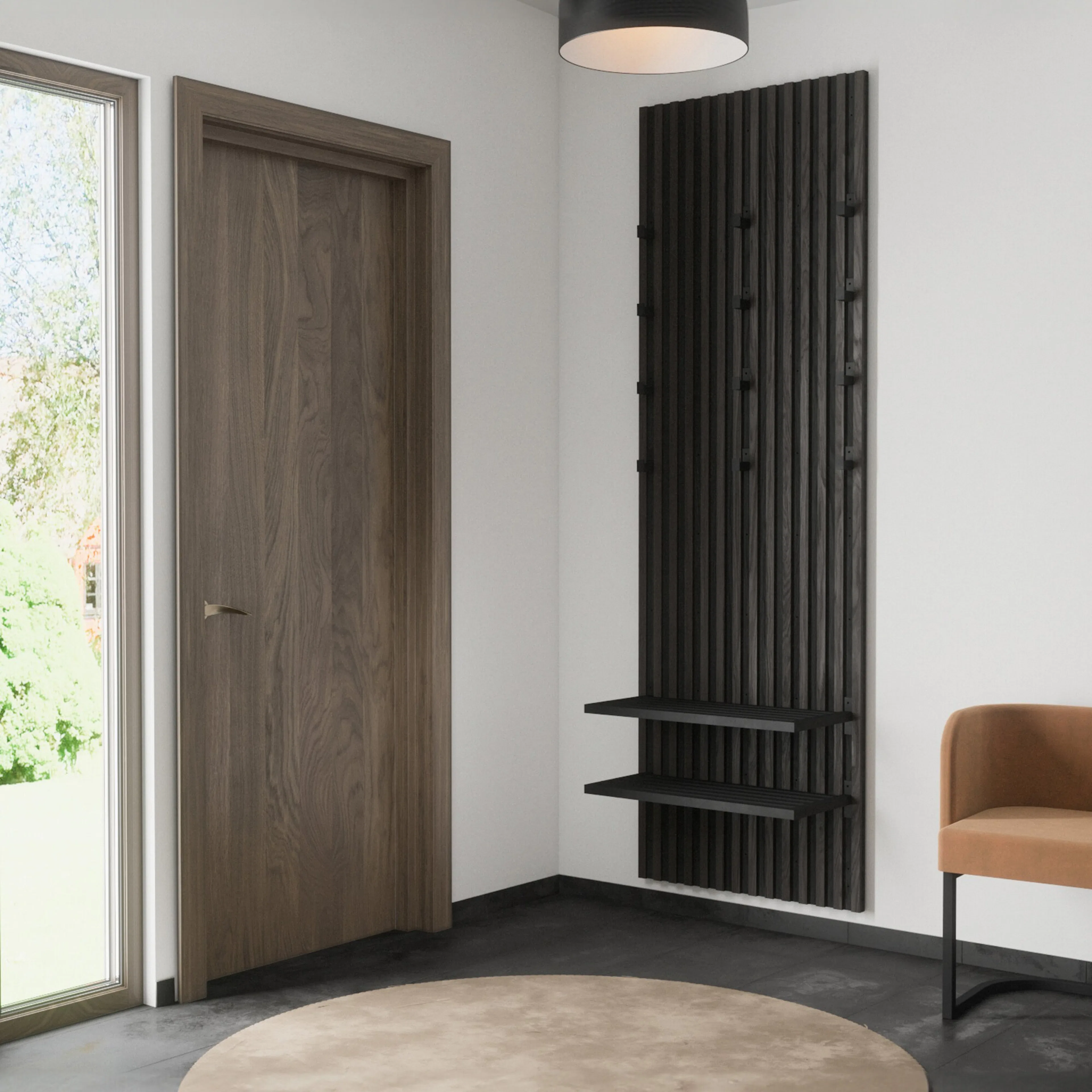 Nimes Industrial Wall 73x3x114cm  - Black/Mocca /  MDF Brun