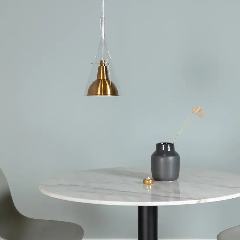 Sirius Pendant clear glass with gold metal D250*H400 Guld