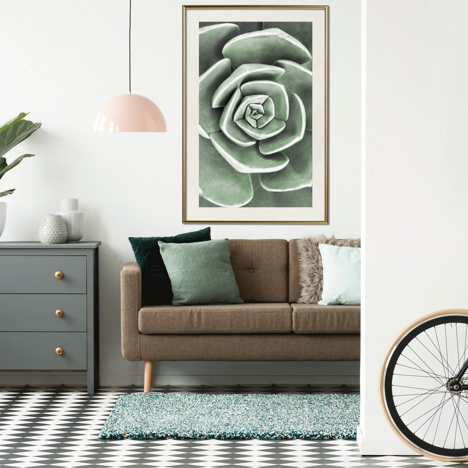Affisch - Beautiful Succulent [Poster] 30x45 Guld ram med passepartout, 30x45 cm