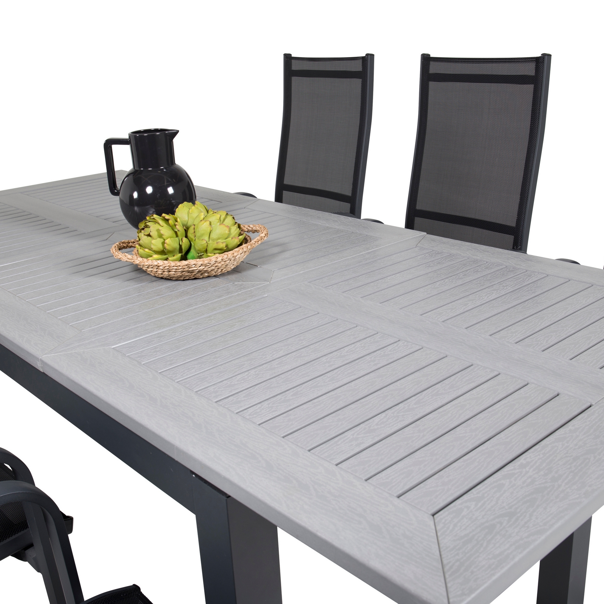 Albany Dining Table 160/240*100 - Svart Alu / Grey Aintwood+ Svart/Grå