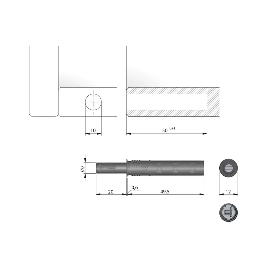 Lucköppnare Beslag Design K-push med Dämpare