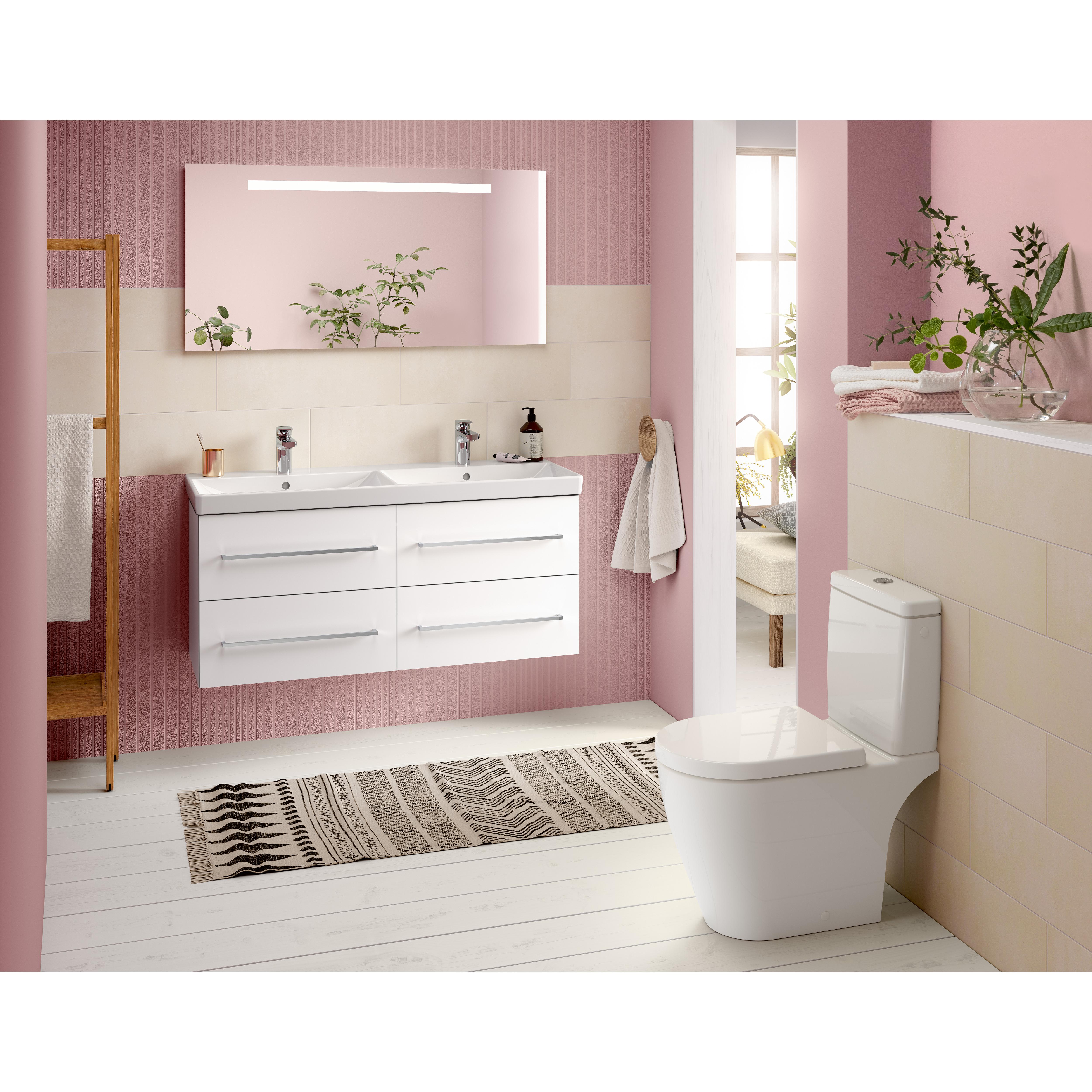 Tvättställ villeroy & Boch Avento 4A23CK01 Vit Alpin, Med Bräddavlopp, för Två Trehålsblandare