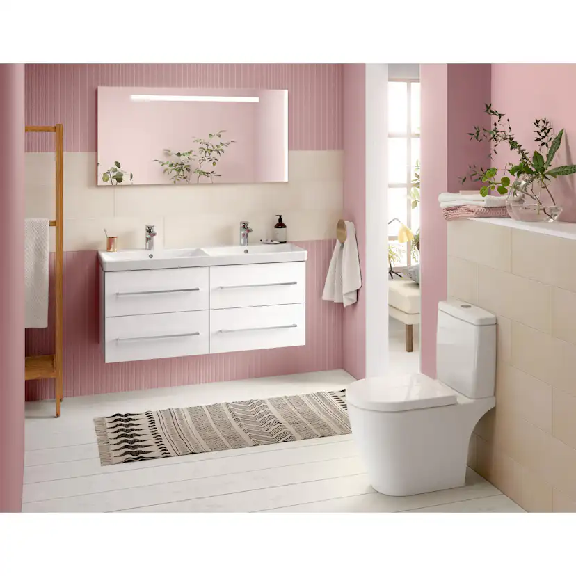Tvättställ villeroy & Boch Avento 4A23CK01 Vit Alpin, Med Bräddavlopp, för Två Trehålsblandare
