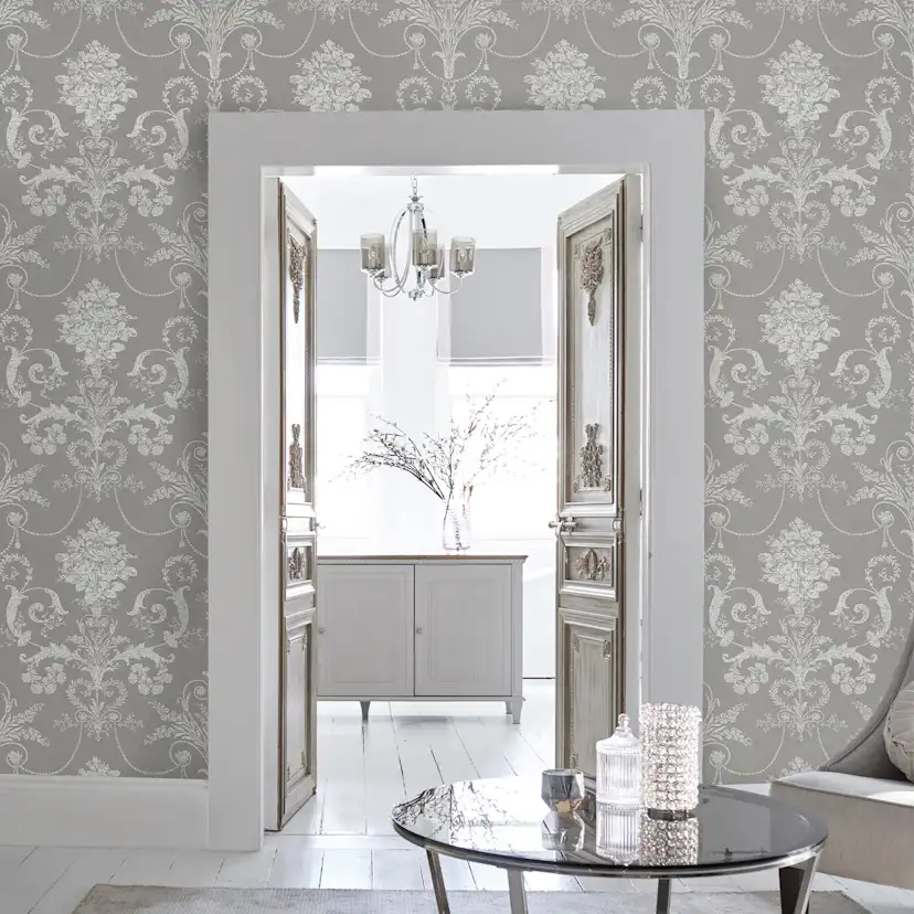 Tapet Laura Ashley Josette Steel 113383 EasyUp, Mönstrad