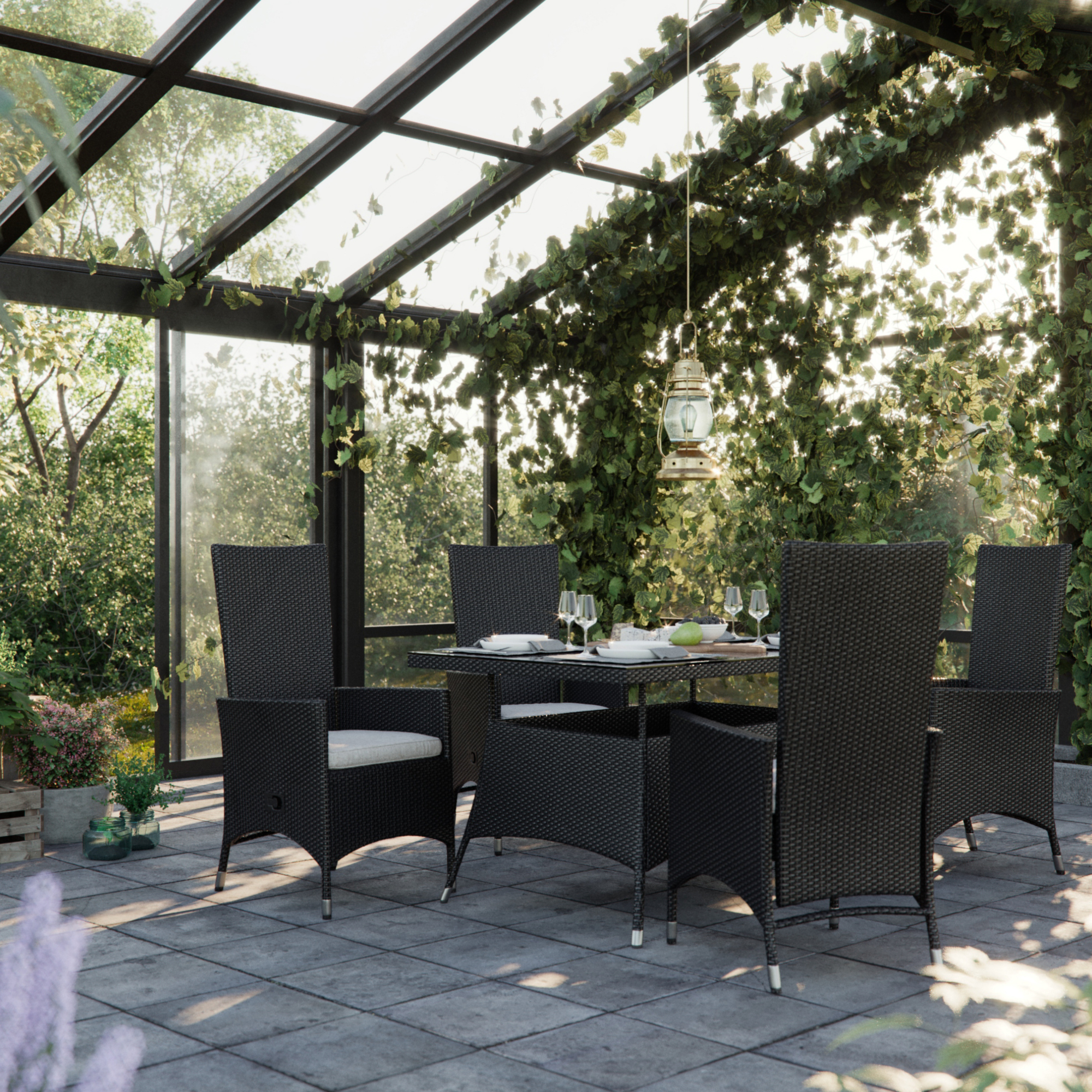 Matgrupp Comfort Garden Thor Matgrupp Utomhus 140x90 med 4 Jenny Fåtölj Ställbar m Dyna