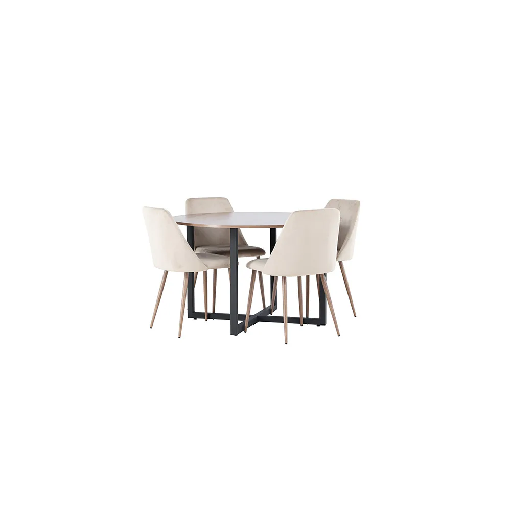 Matgrupp Venture Home Durango Ø120 cm med 4 st Night stolar