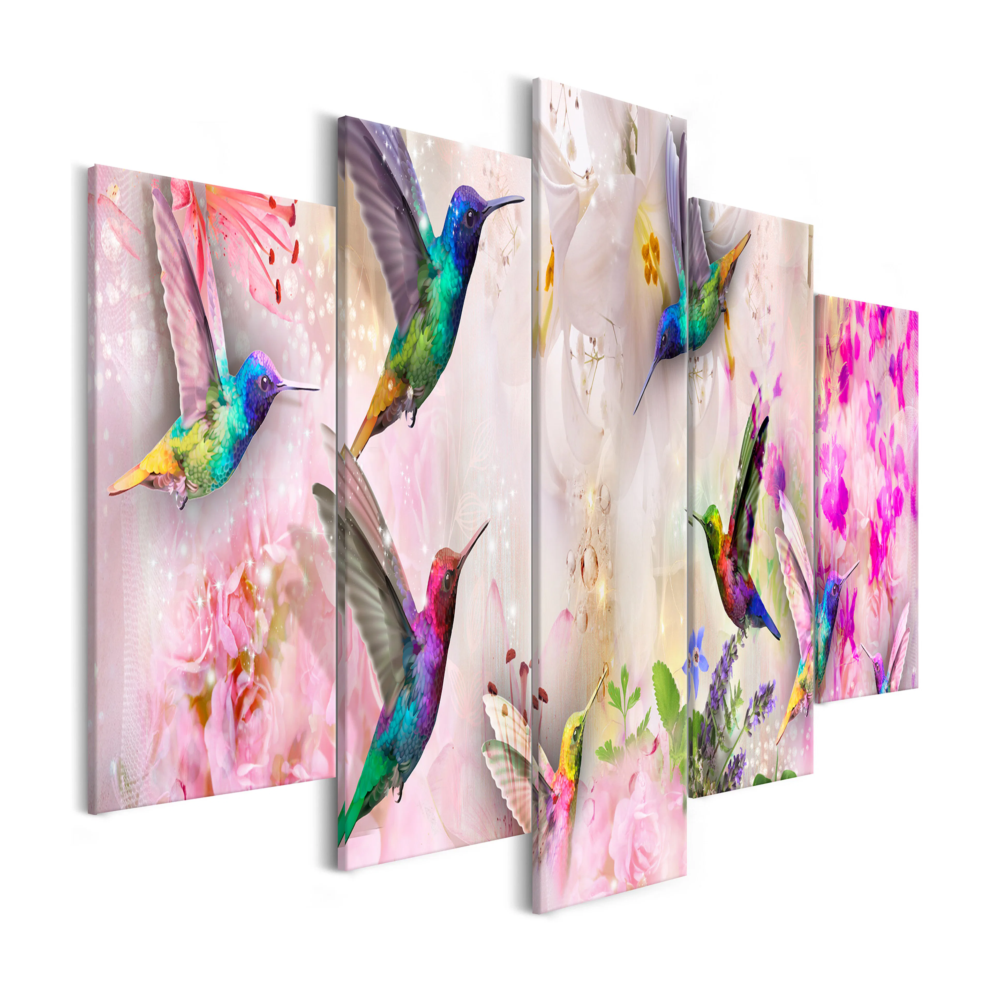 Tavla Arkiio Colourful Hummingbirds Pink 5 delar