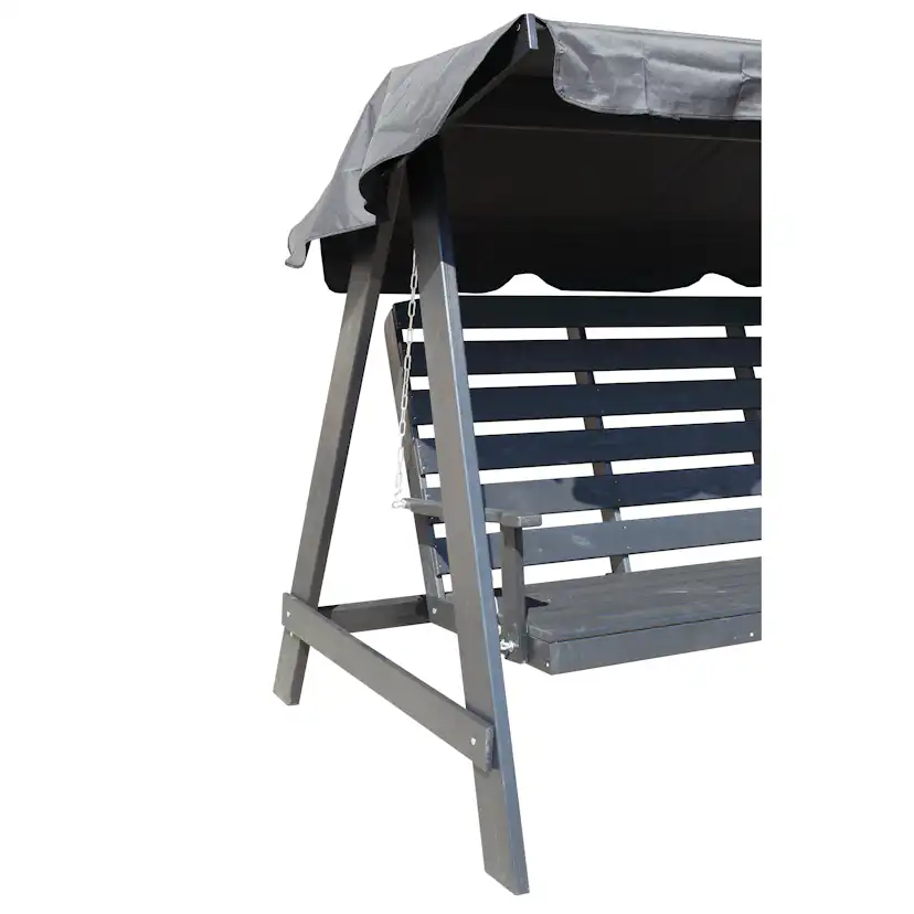 PELLE garden swing without roof, Svarte frame Grå