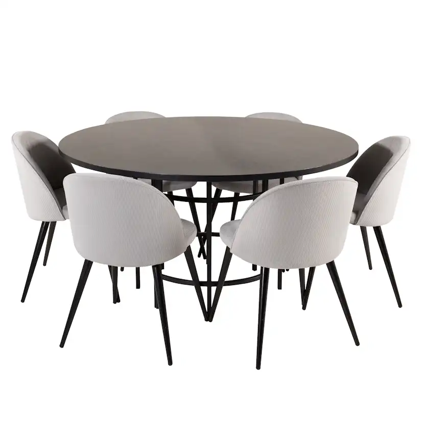 Copenhagen - Dining Table round - Black / Black+Velvet matst Svart/Grå