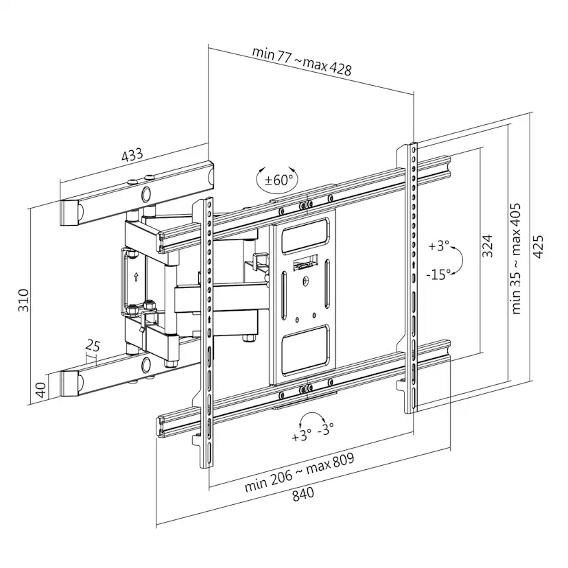 Väggfäste TV LogiLink 43-90 tum Tilt-/vinklingsbar