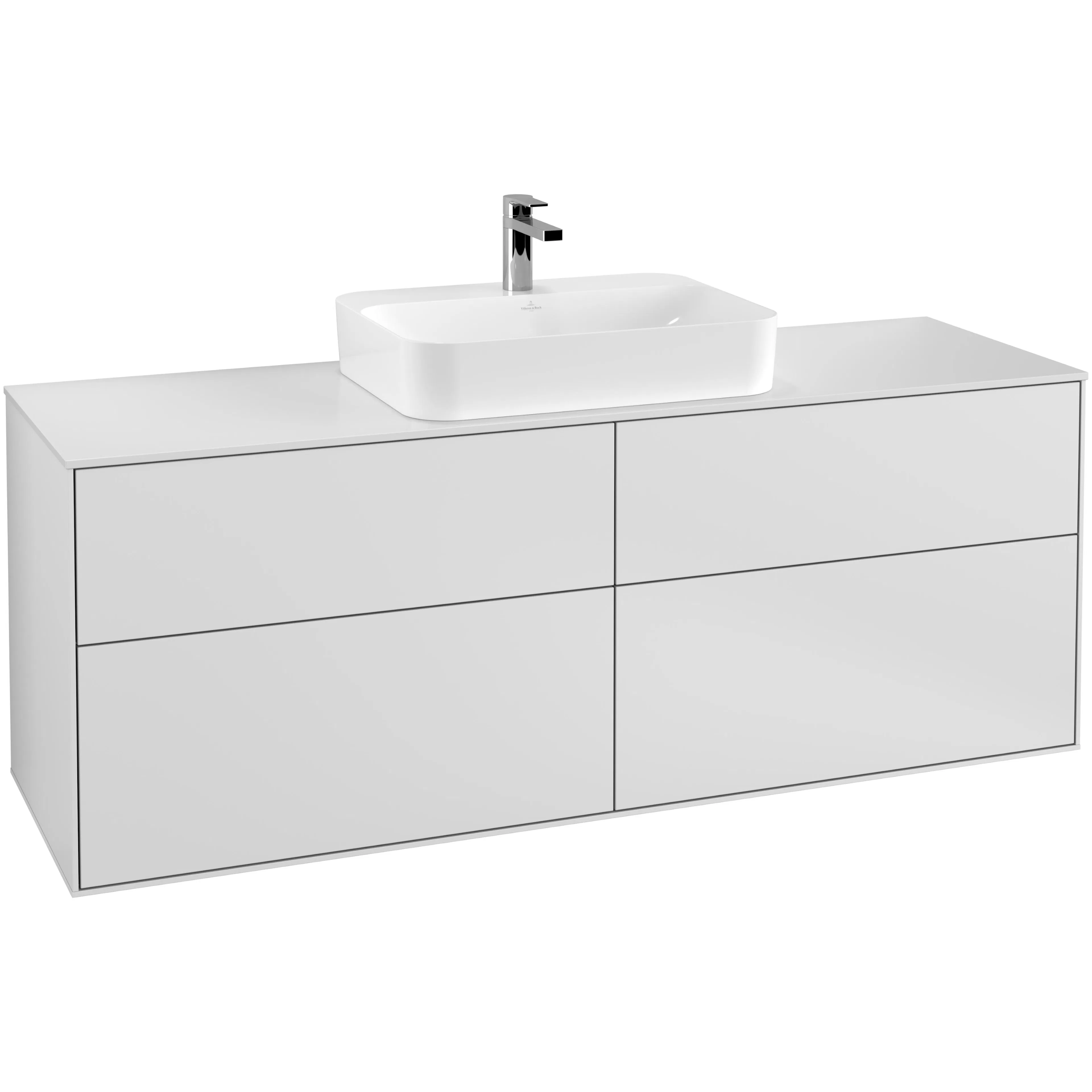 Tvättställsskåp Villeroy & Boch Finion F44100MT Vit Mattlack, B: 1600 mm med bänkskiva i Mattvitt glas