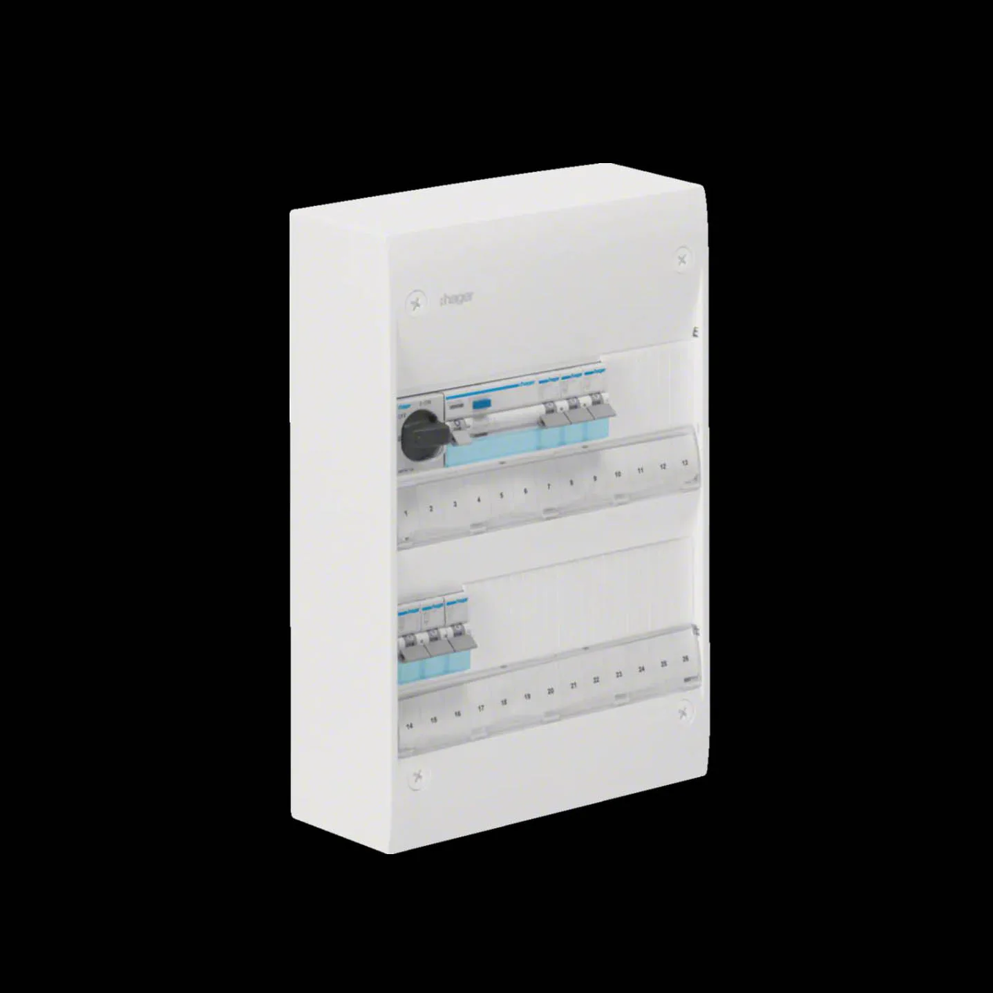 Plastkapsling Hager Gamma Förmonterad Bestyckad med HB, JFB, DVB