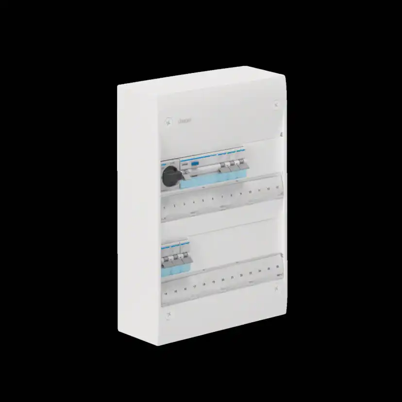 Plastkapsling Hager Gamma Förmonterad Bestyckad med HB, JFB, DVB