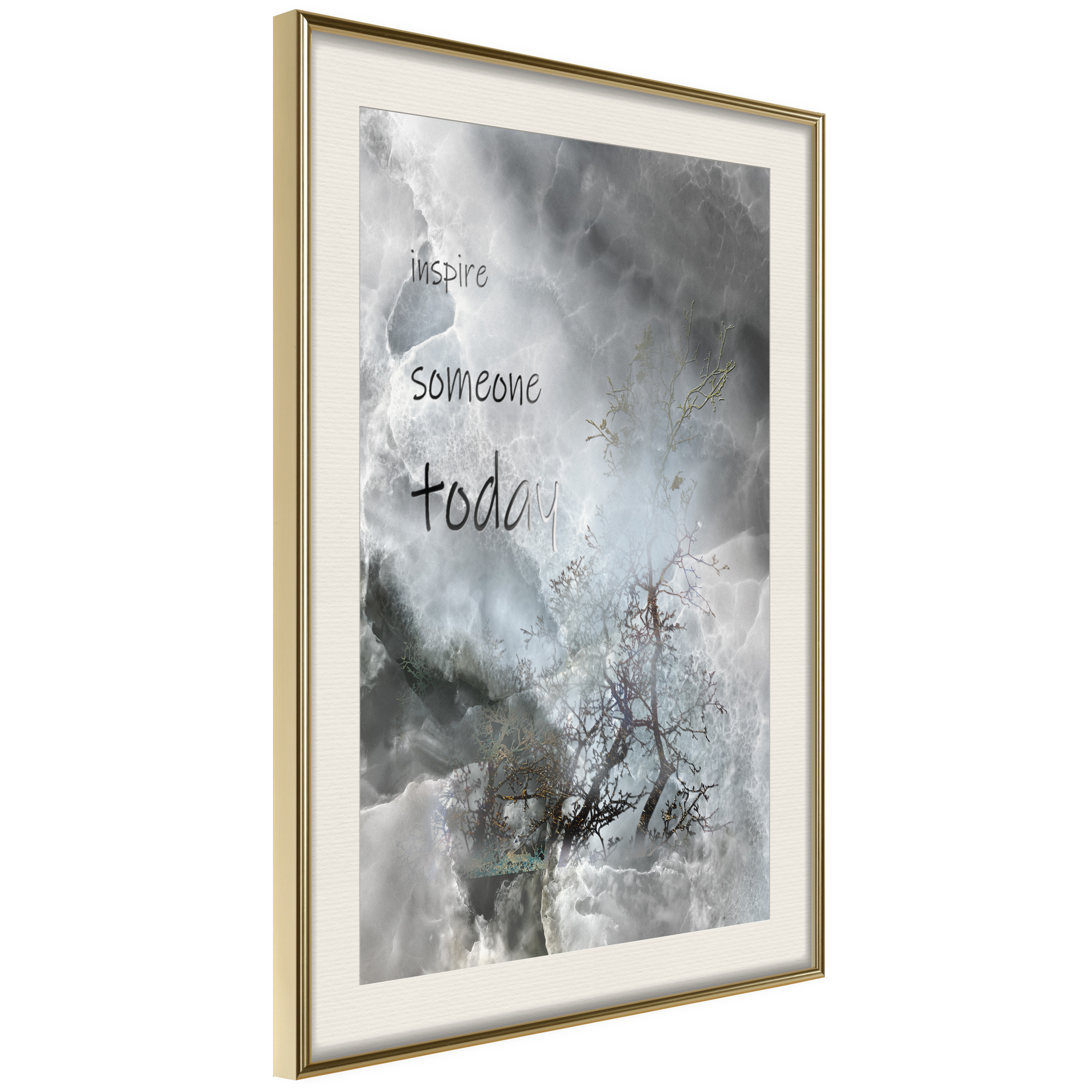 Affisch - Inspire Someone Today [Poster] 40x60 Guld ram med passepartout, 40x60 cm