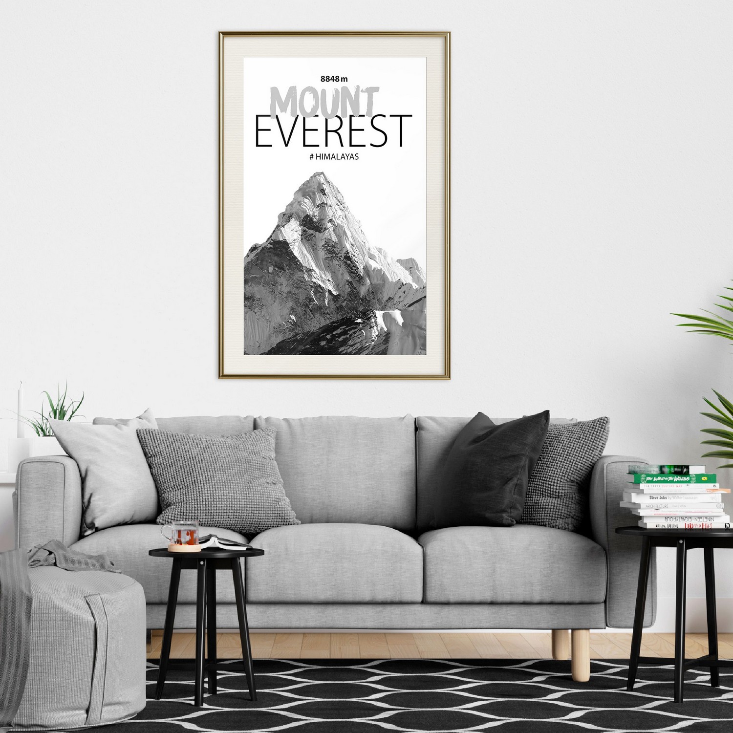 Affisch - Mount Everest [Poster] 30x45 Guld ram med passepartout, 30x45 cm